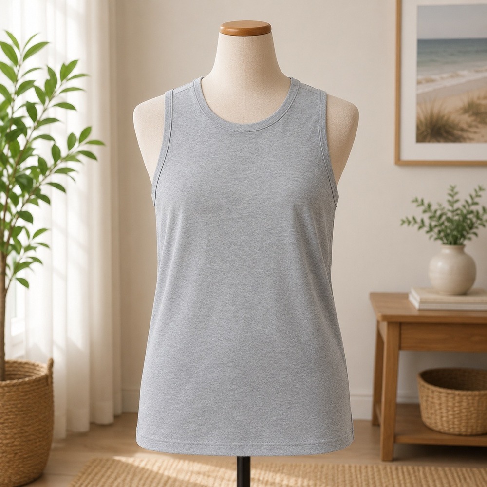 Goodlife Mens Scallop Hem Tank Top Heather Grey Made in USA XS NEW